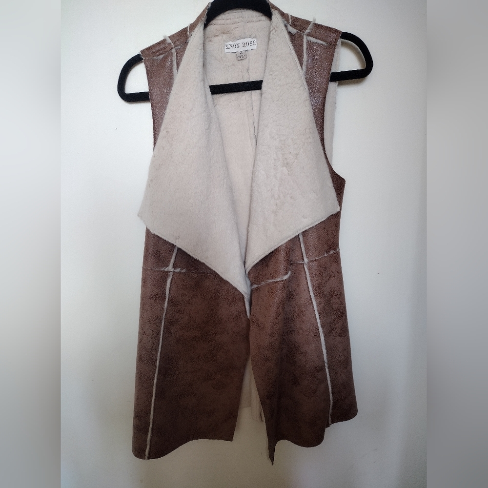 Knox rose faux leather Boho Western style open front vest